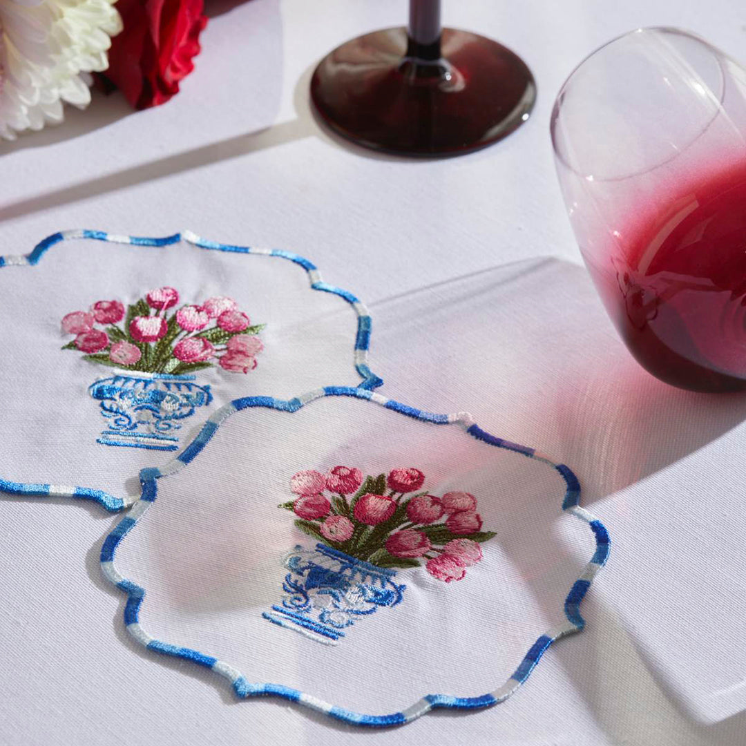 TULIP COCKTAIL NAPKINS PINK (SET OF 4)