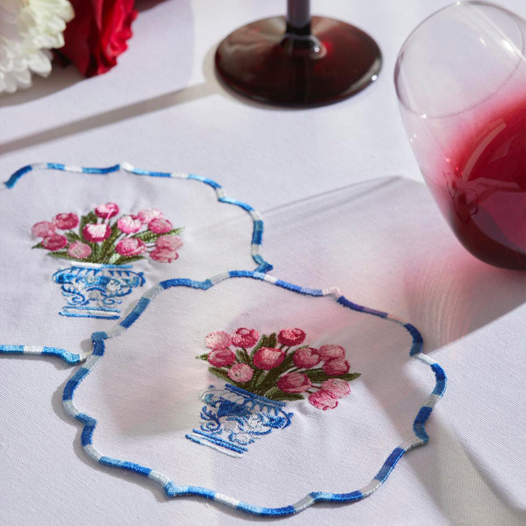 TULIP COCKTAIL NAPKINS PINK (SET OF 4)