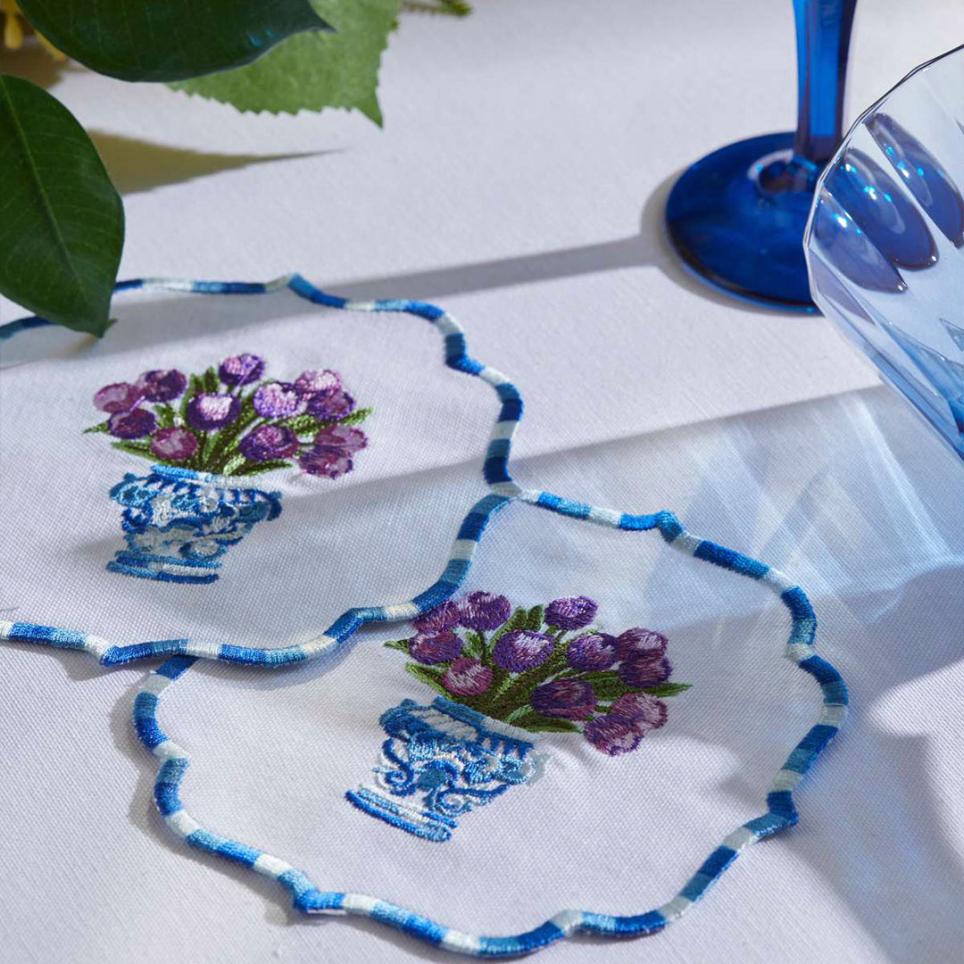 TULIP COCKTAIL NAPKINS PURPLE (SET OF 4)