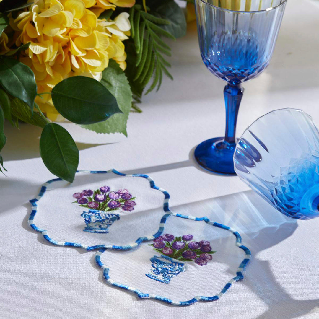 TULIP COCKTAIL NAPKINS PURPLE (SET OF 4)