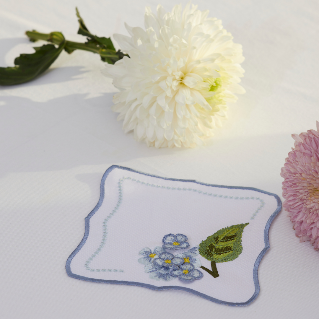 3D HDYRANGEA COCKTAIL NAPKINS BLUE (SET OF 4)