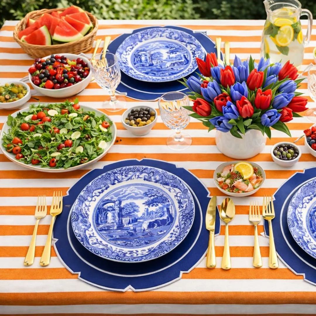 FAUX LEATHER JARDIN ROYAL PLACEMAT NAVY (SET OF 4)