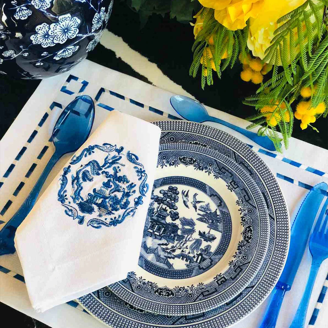 GREEK KEY PLACEMATS WHITE (SET OF 4)