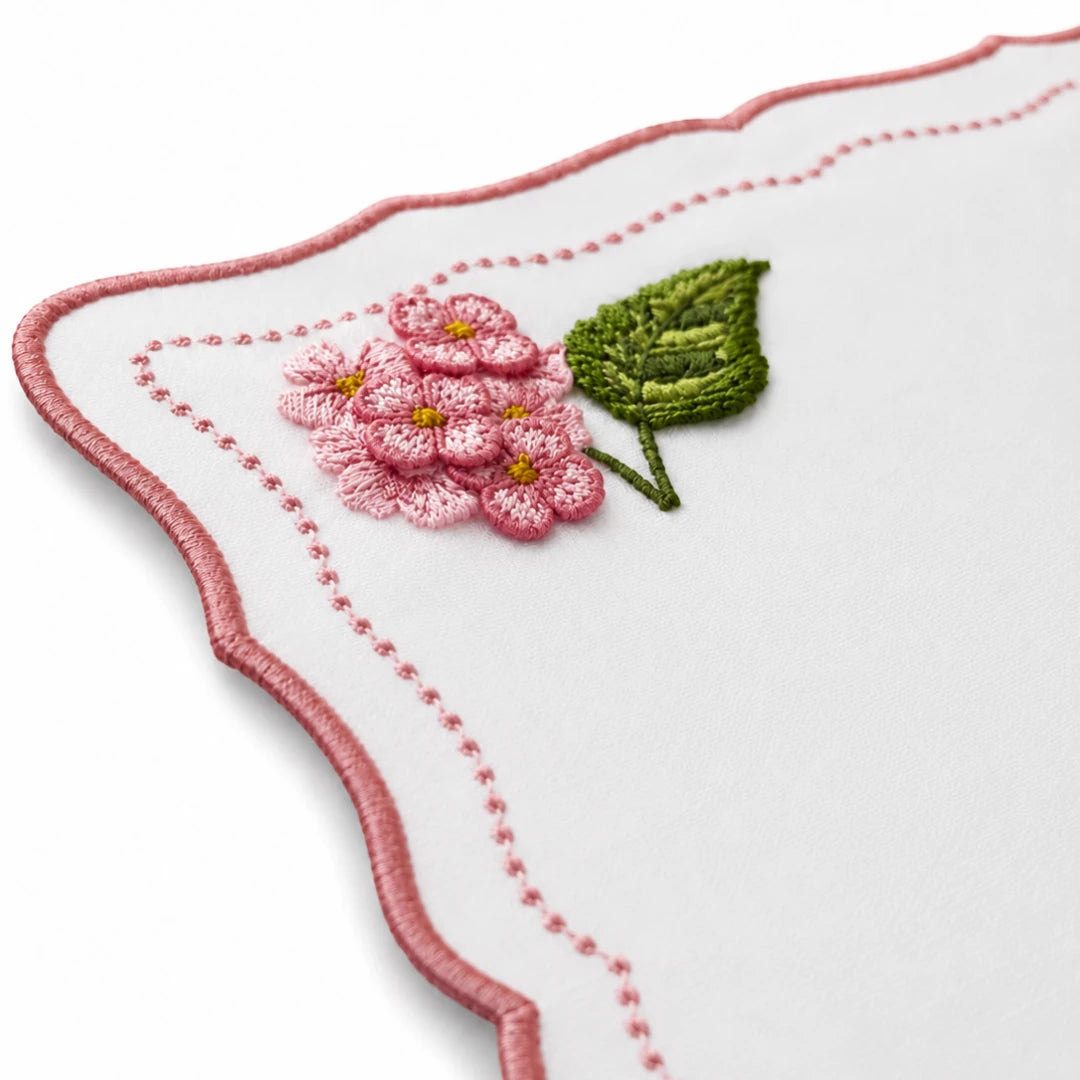3D EMBROIDERED HYDRANGEA PLACEMATS PINK (SET OF 4)