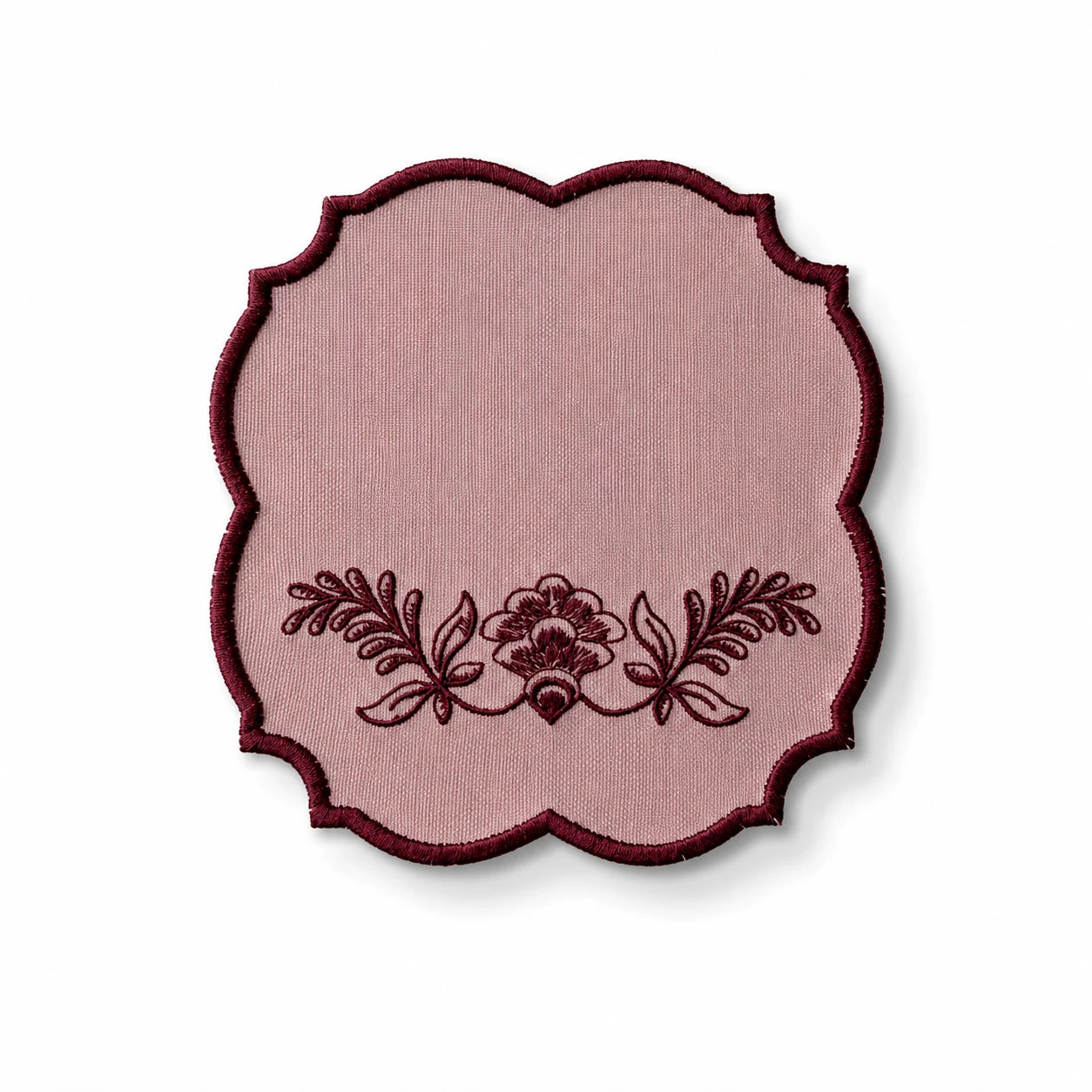 FIORENZA COCKTAIL NAPKINS SALMON/BURGUNDY (SET OF 4)
