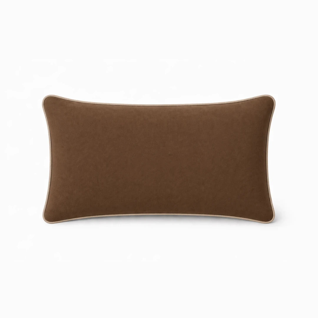 Brown Cushion Cover with Beige Piping