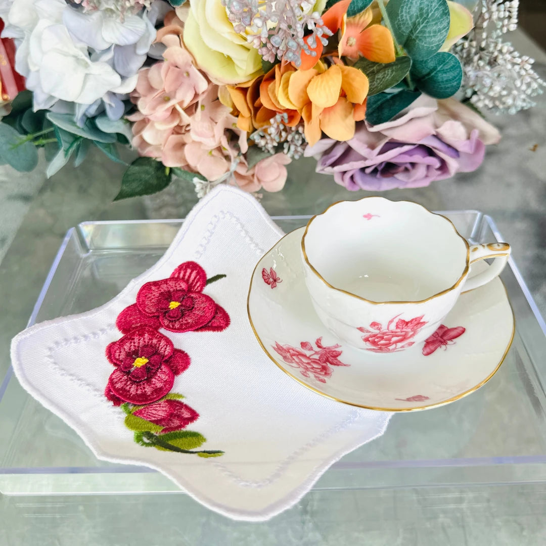 ORCHID COCKTAIL NAPKINS BURGUNDY (SET OF 4)
