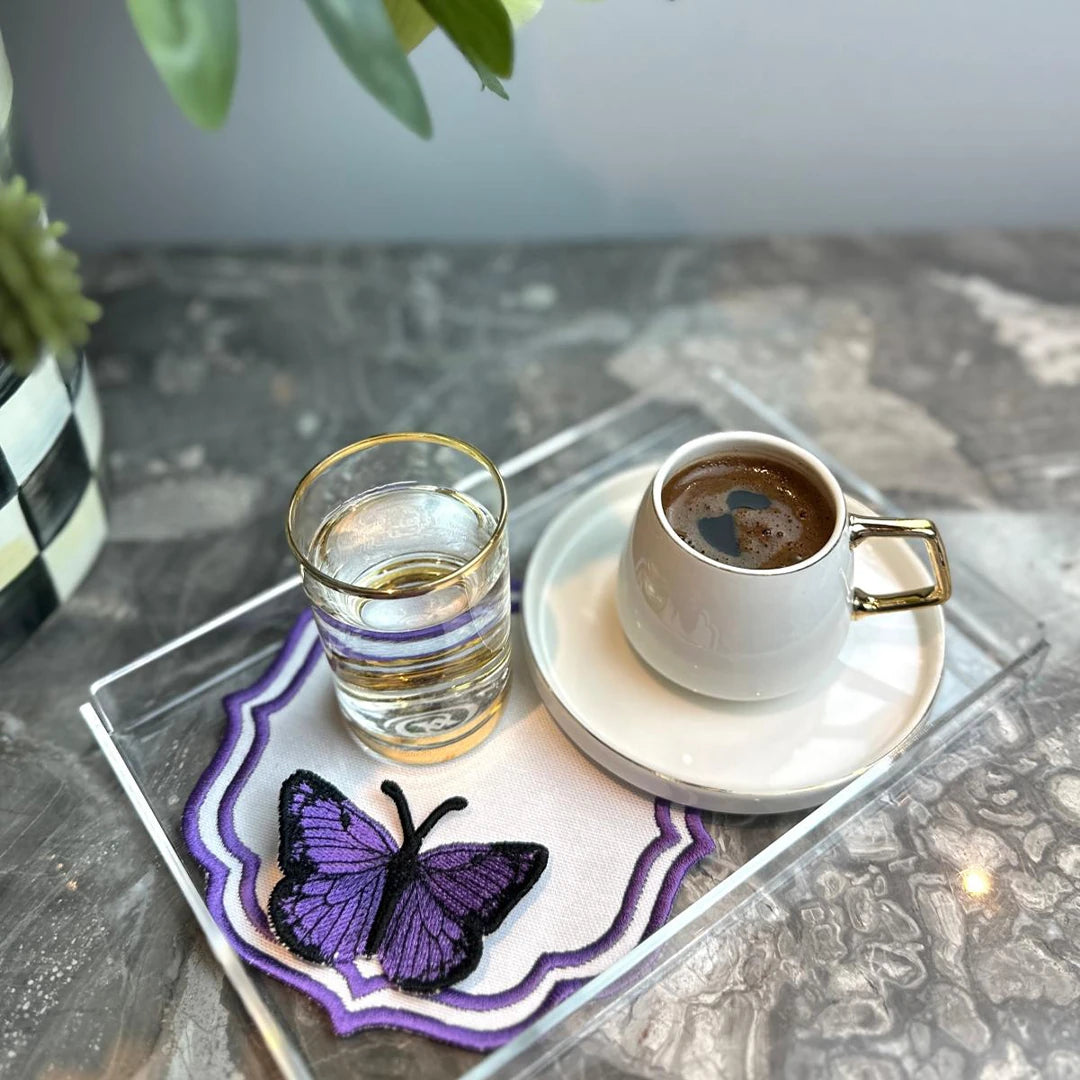 DOUBLE-ROW BUTTERFLY COCKTAIL NAPKINS PURPLE (SET OF 4)
