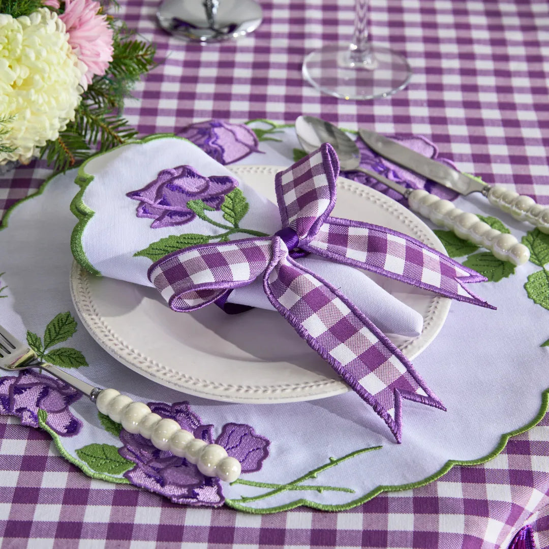 STRIPED NAPKIN RING PURPLE (SET OF 4)