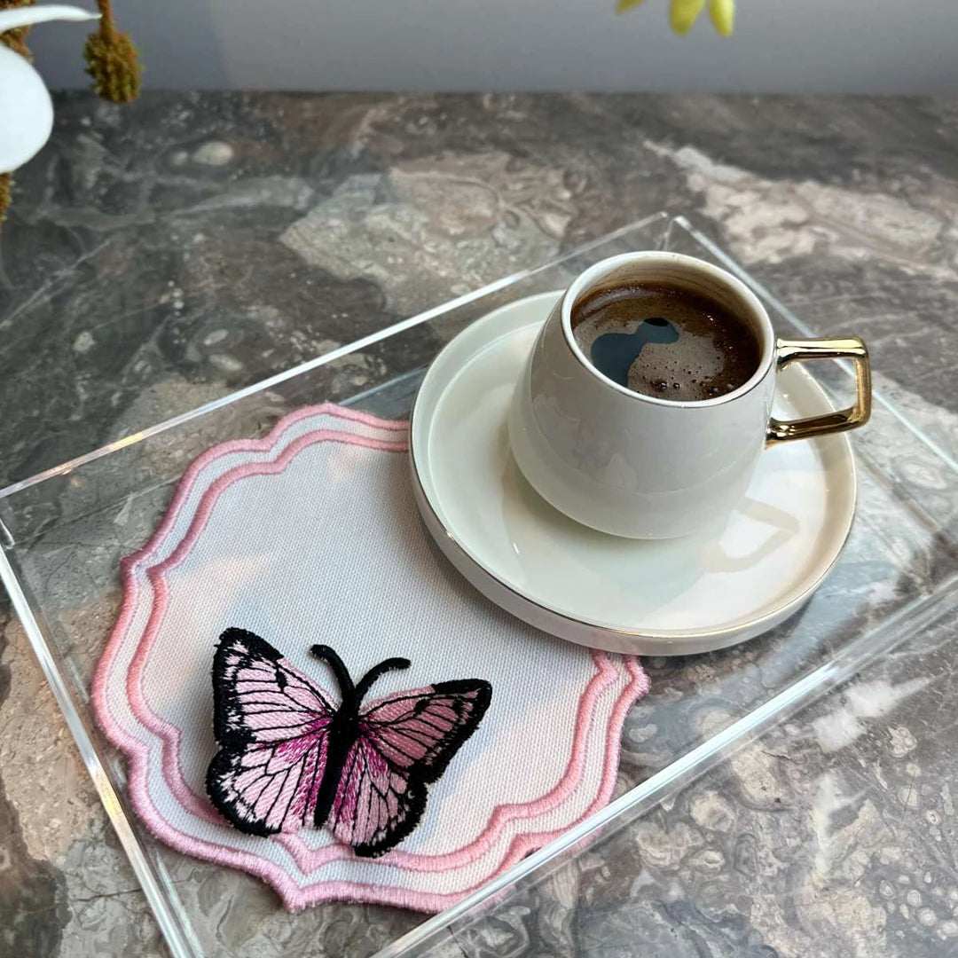 DOUBLE-ROW BUTTERFLY COCKTAIL NAPKINS LILAC (SET OF 4)