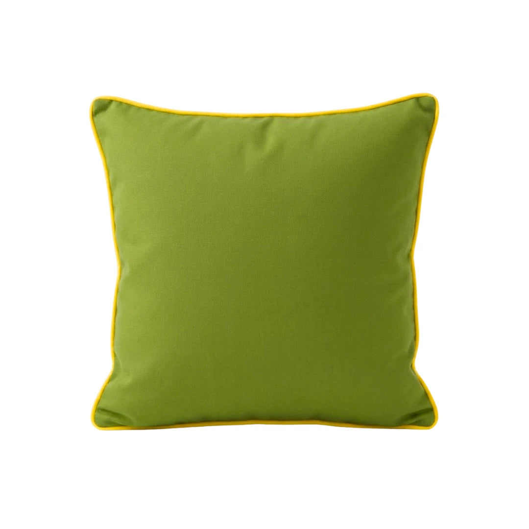 Green Cushion Cover with Yellow Piping