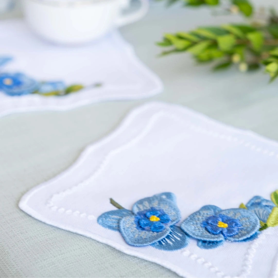 ORCHID COCKTAIL NAPKINS BLUE (SET OF 4)