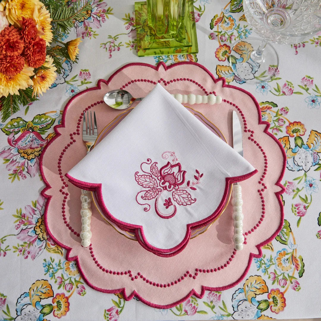 MIXED-COLOR BLOOM NAPKINS PINK (SET OF 4)