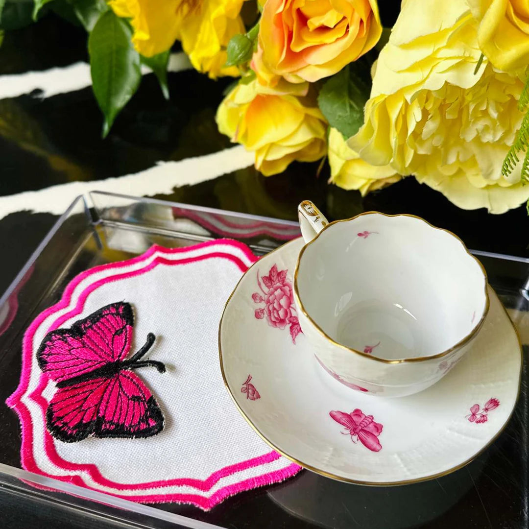 DOUBLE-ROW BUTTERFLY COCKTAIL NAPKINS FUCHSIA (SET OF 4)