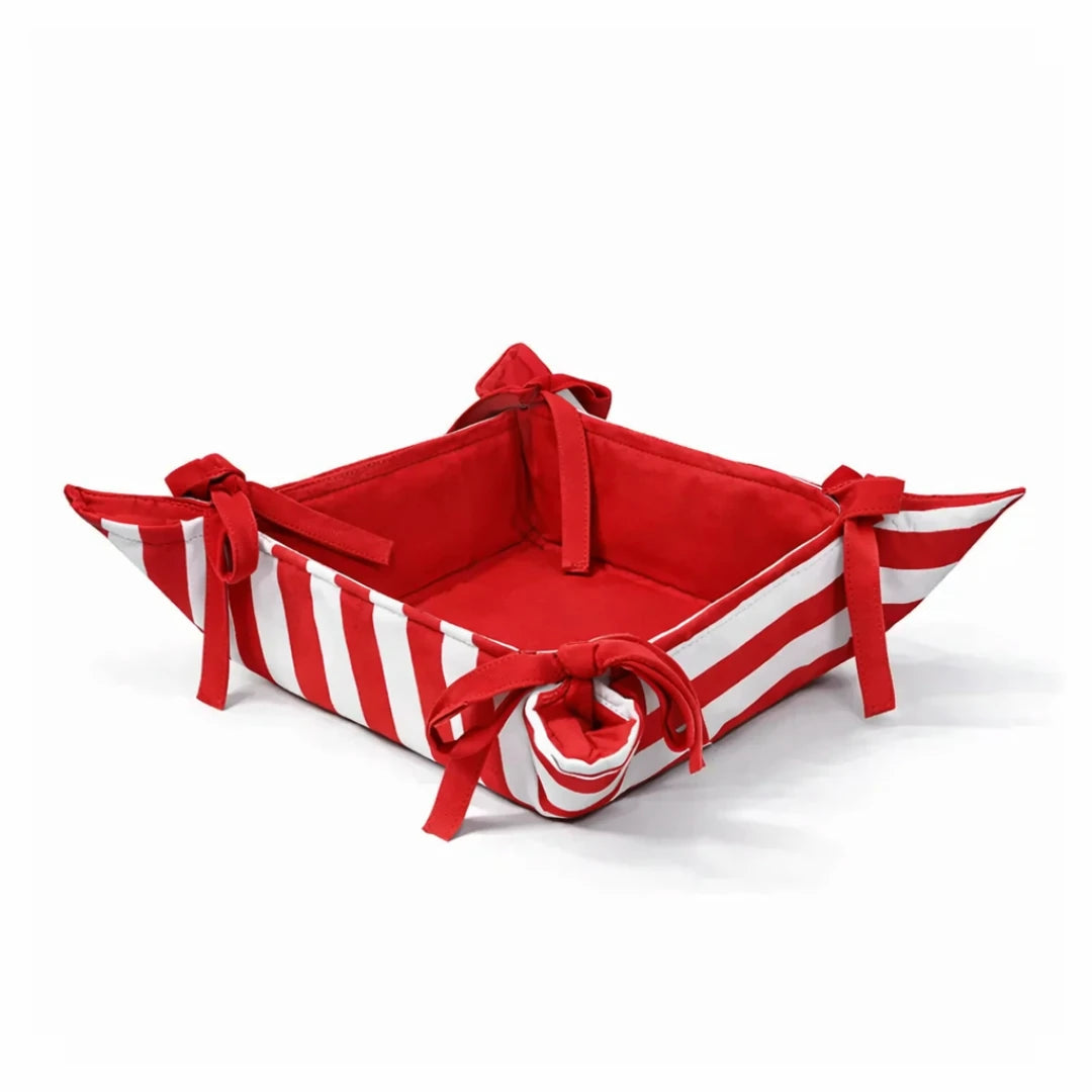 STRIPED BREAD BASKET RED