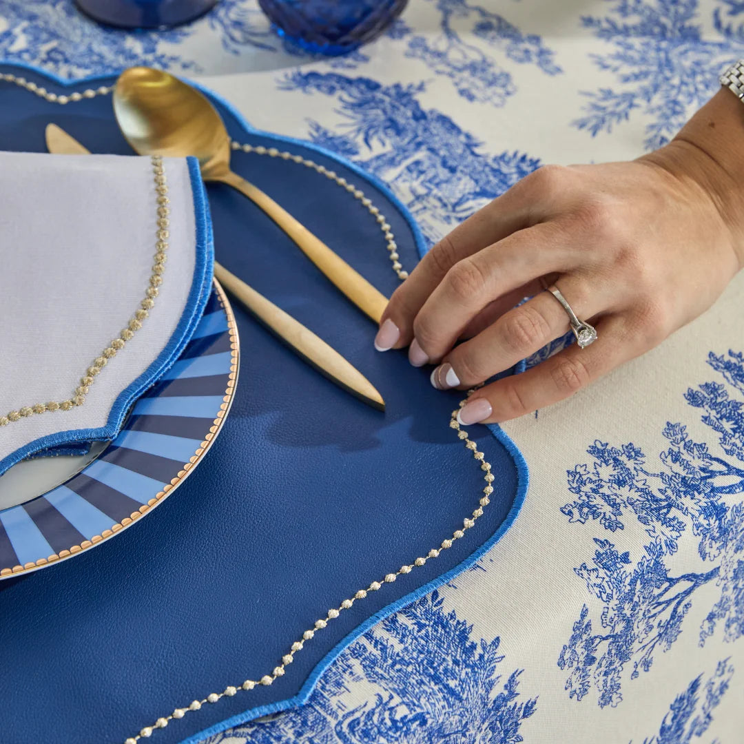 FAUX LEATHER ROYAL PLACEMAT NAVY (SET OF 4)