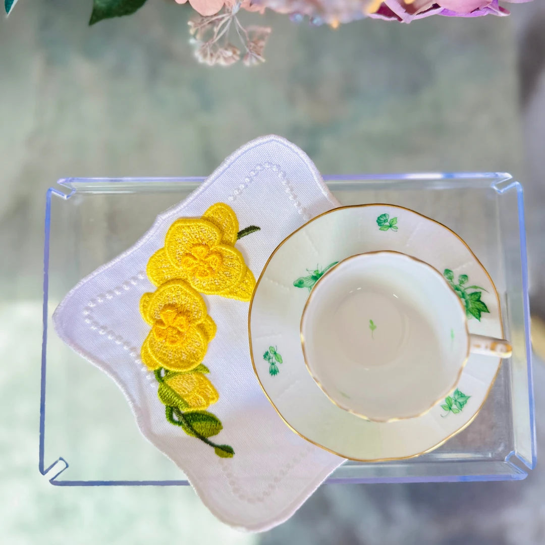 ORCHID COCKTAIL NAPKINS YELLOW (SET OF 4)