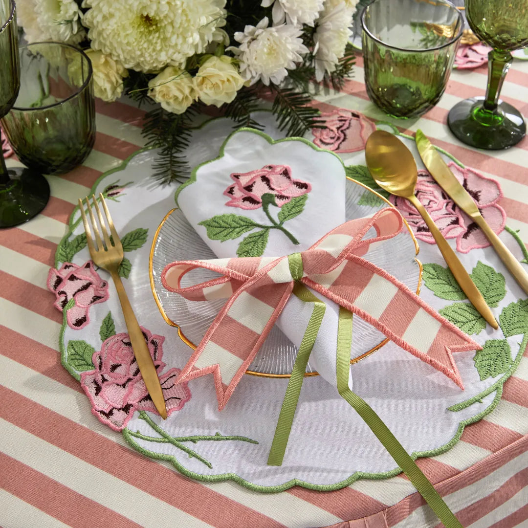 STRIPED NAPKIN RING PINK (SET OF 4)
