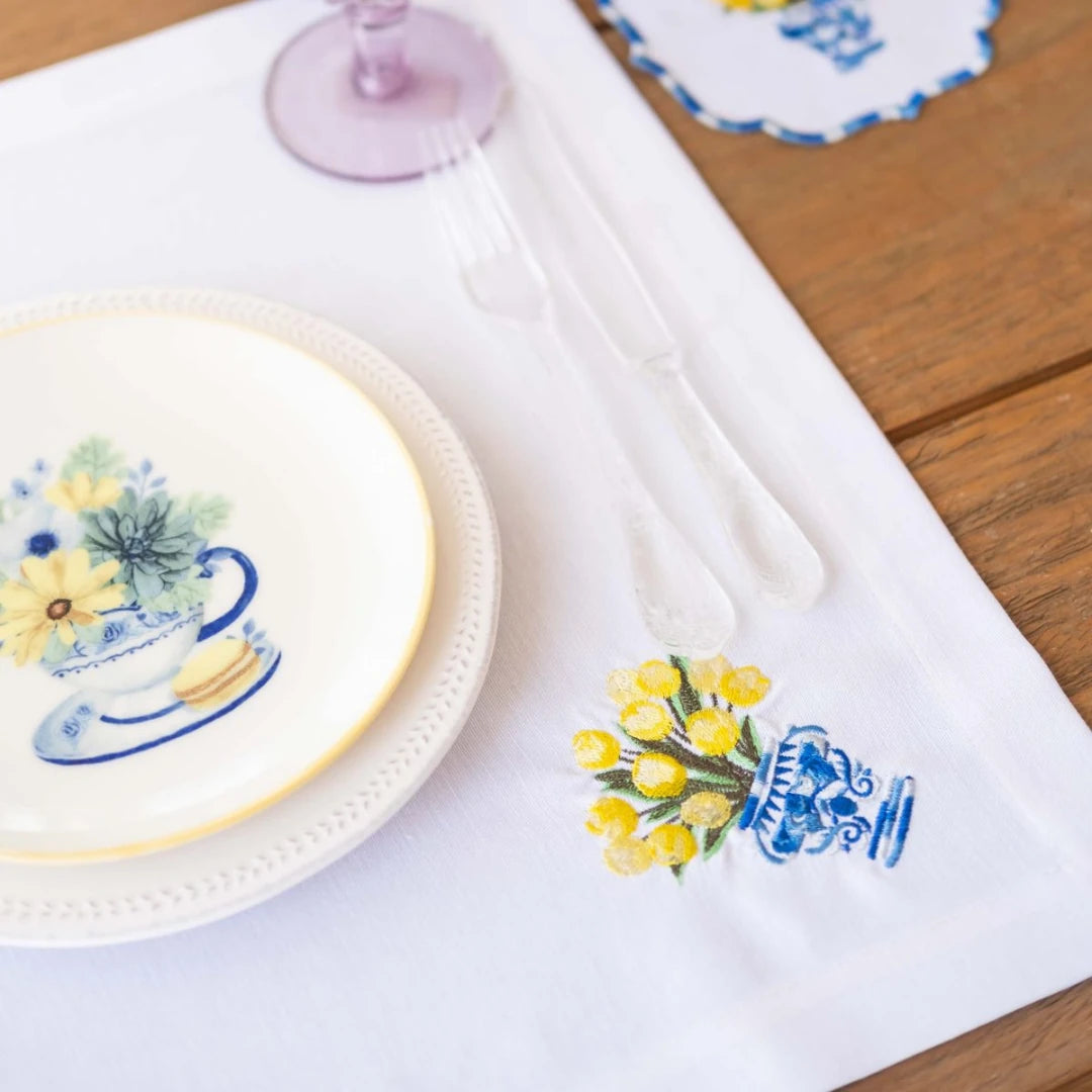 TULIP DINNER NAPKIN YELLOW (SET OF 4)