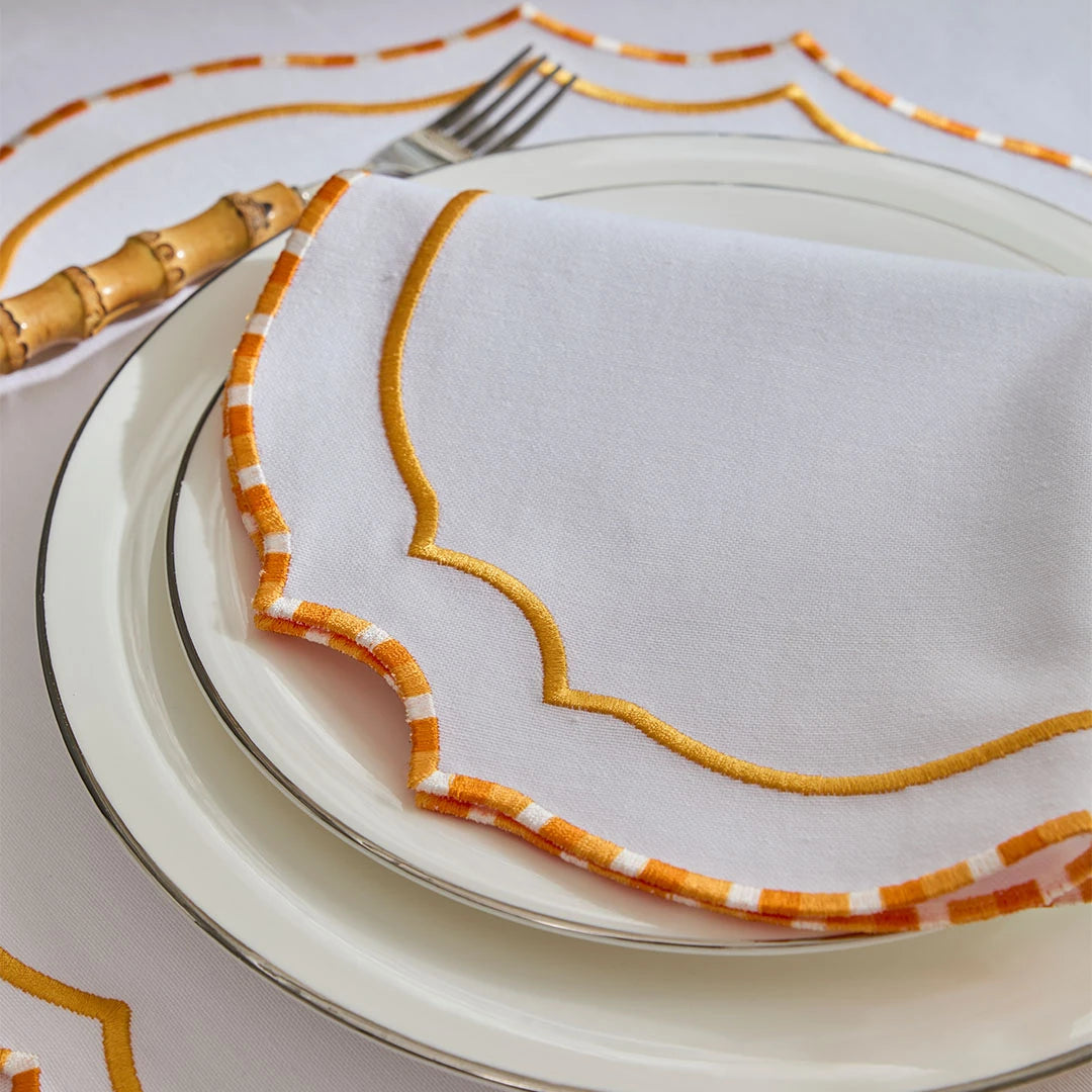 MARBLED NAPKINS ORANGE (SET OF 4)