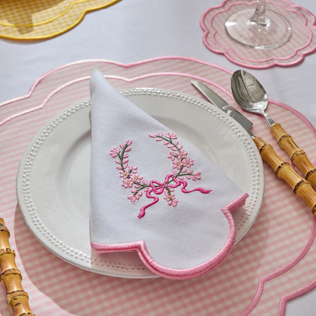 FLORAL BOW NAPKINS PINK (SET OF 4)