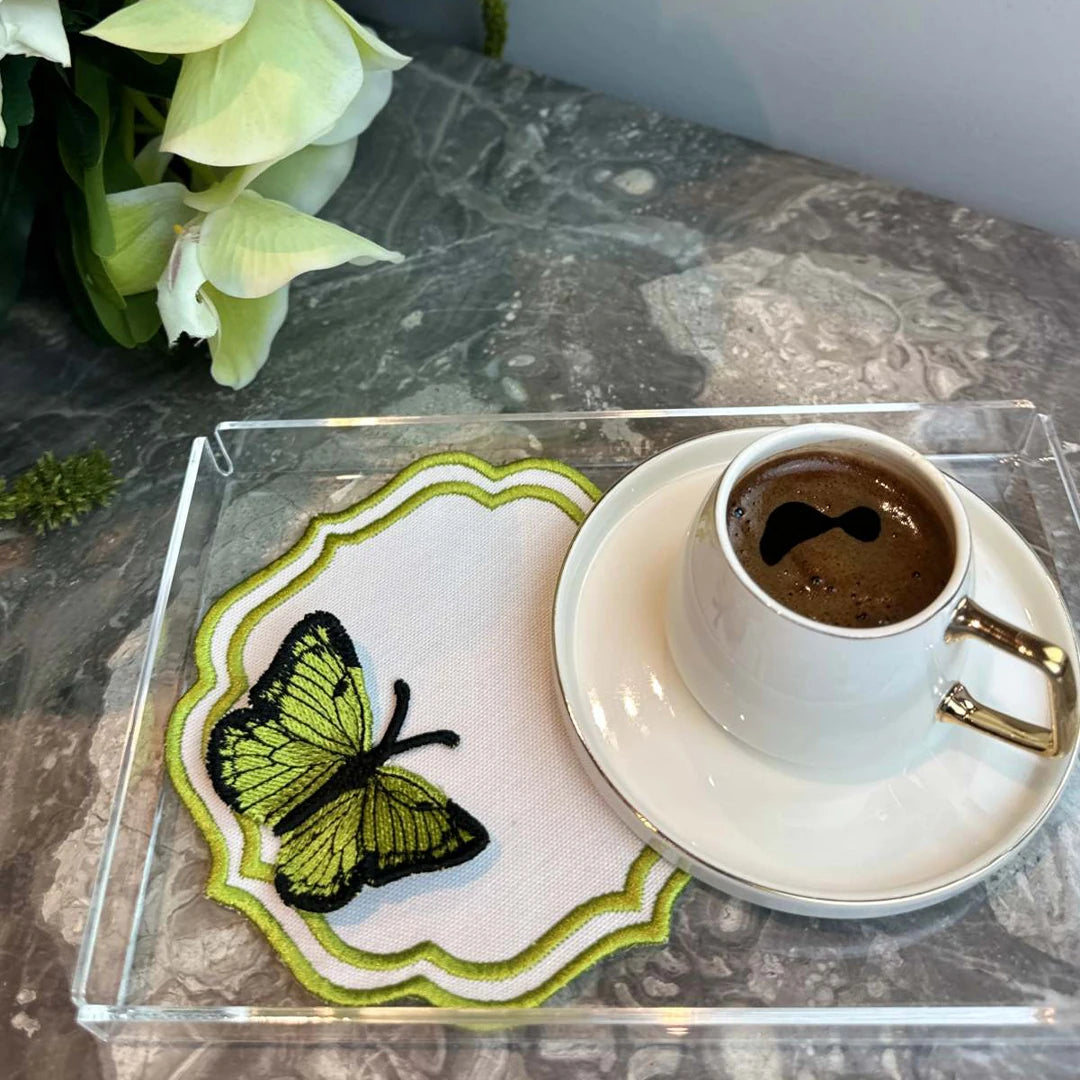 DOUBLE-ROW BUTTERFLY COCKTAIL NAPKINS GREEN (SET OF 4)