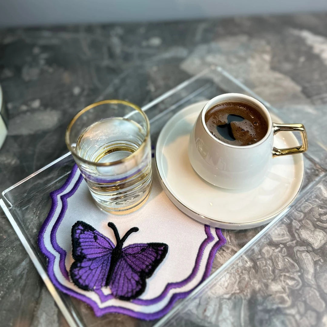 DOUBLE-ROW BUTTERFLY COCKTAIL NAPKINS PURPLE (SET OF 4)
