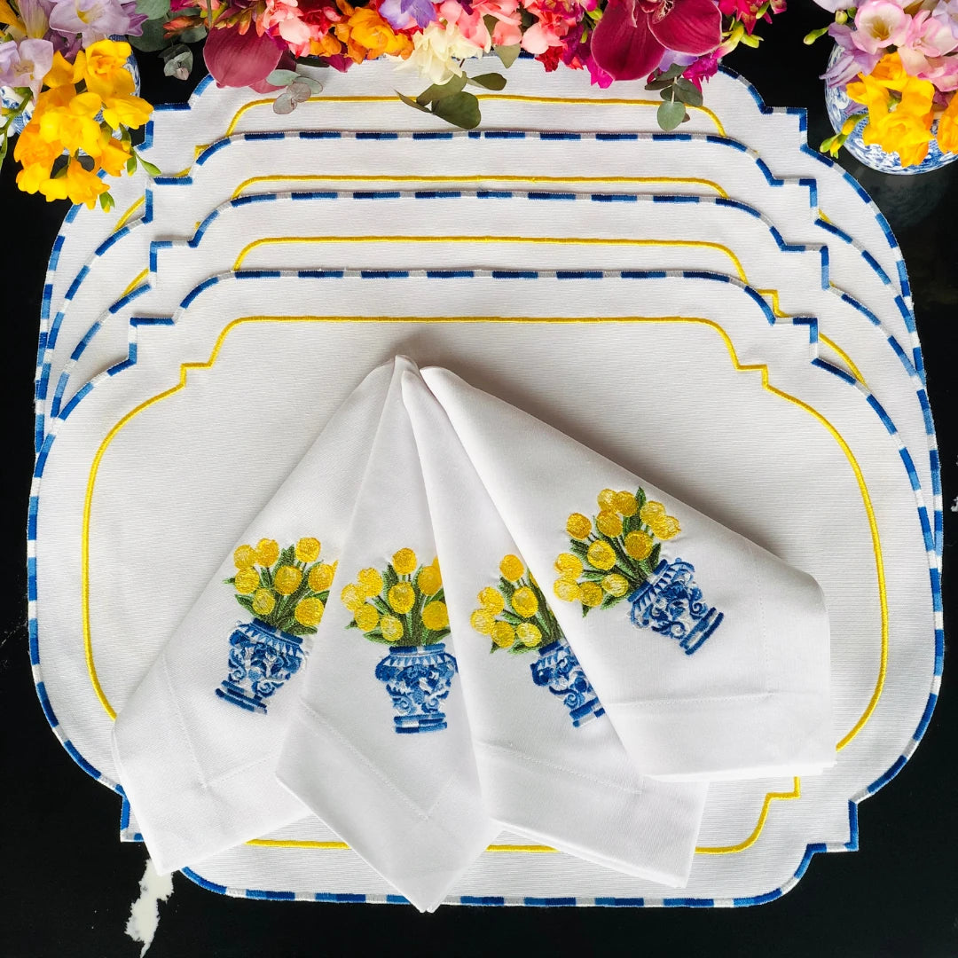 TULIP DINNER NAPKIN YELLOW (SET OF 4)