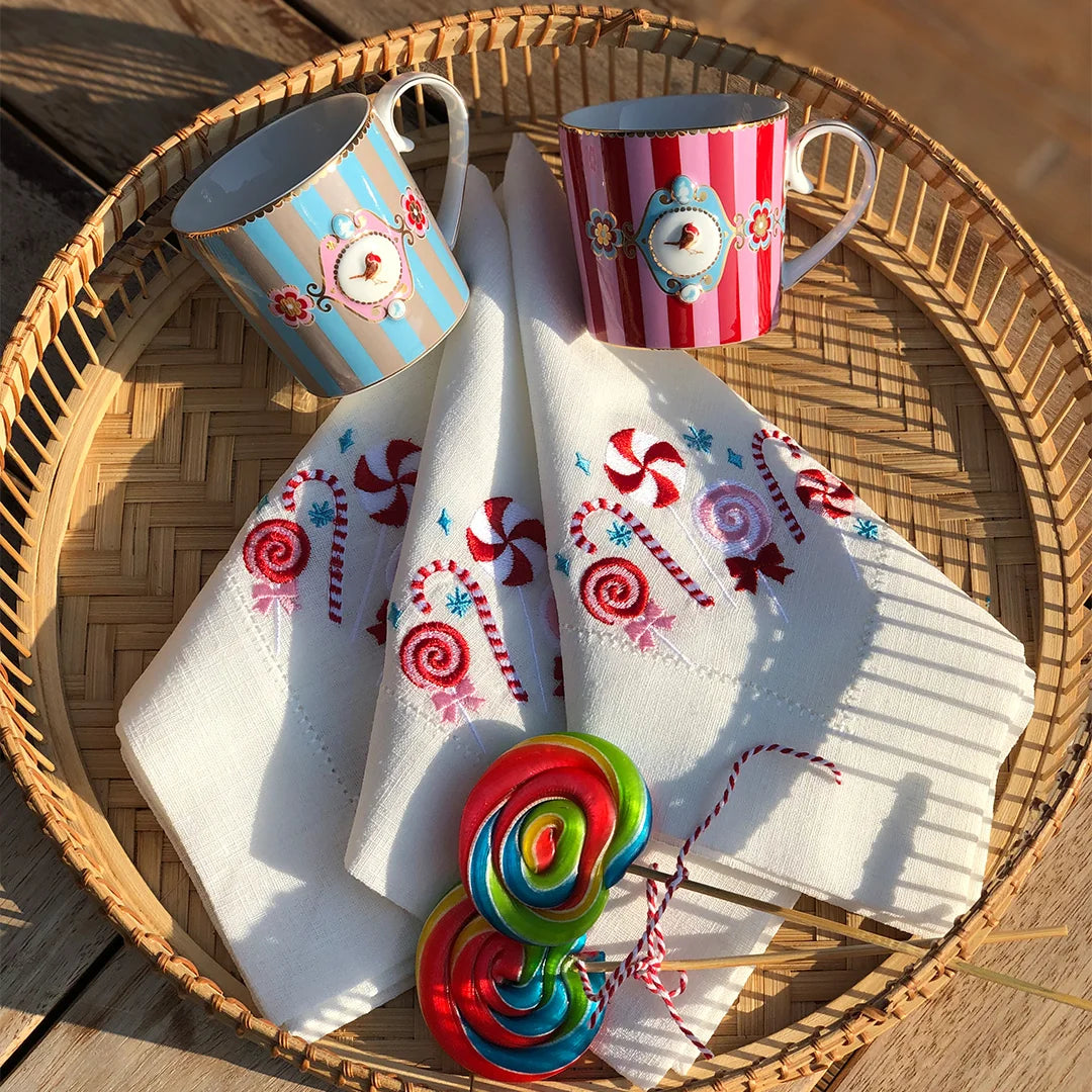 NEW YEAR CANDY CANE DINNER NAPKIN (SET OF 4)