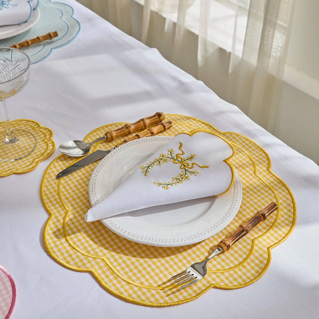FLORAL BOW NAPKINS YELLOW (SET OF 4)