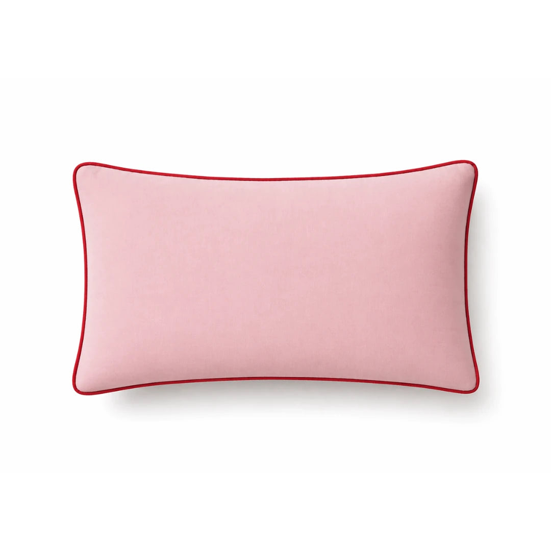 Pink Cushion Cover with Red Piping