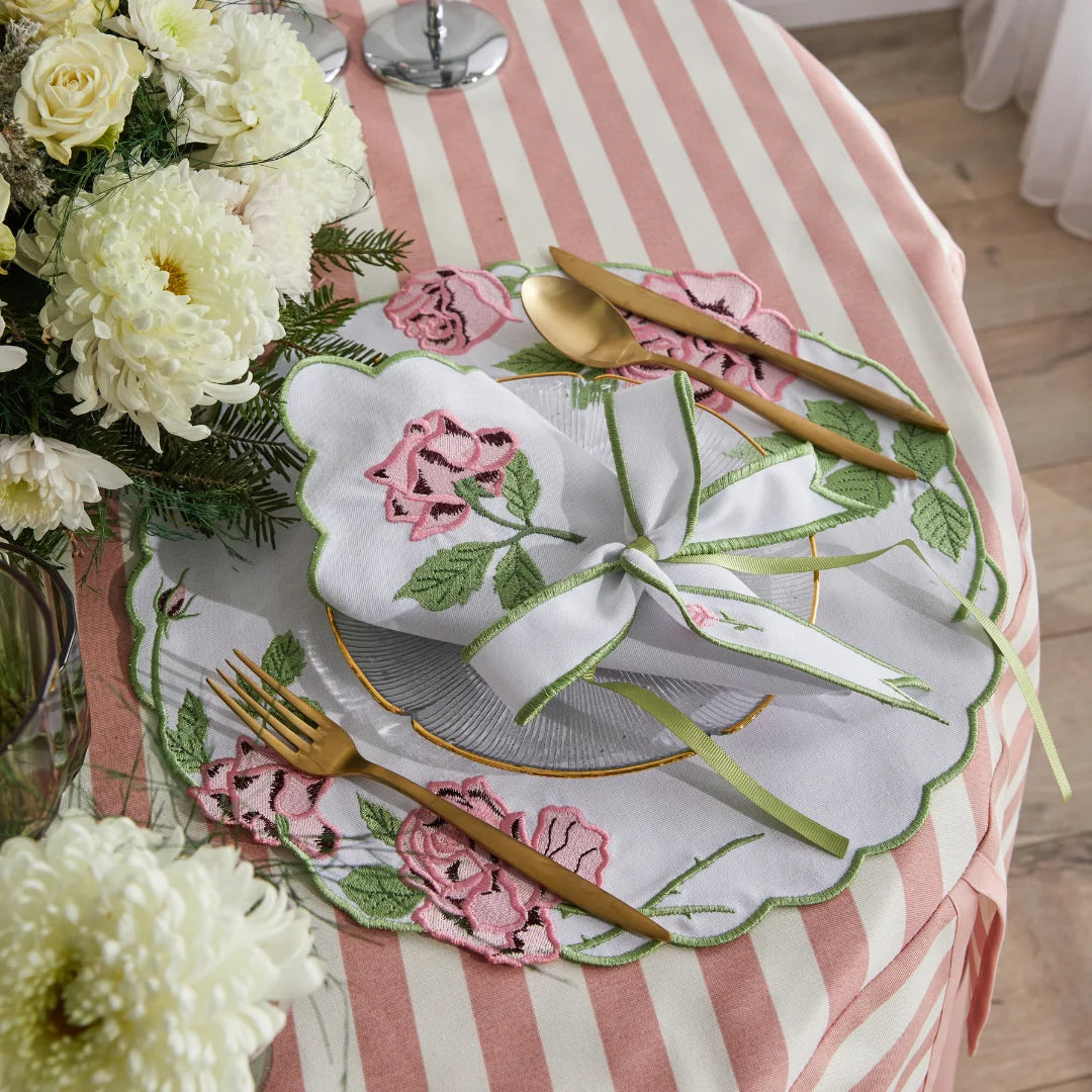 VINTAGE ROSE NAPKIN RING PINK (SET OF 4)