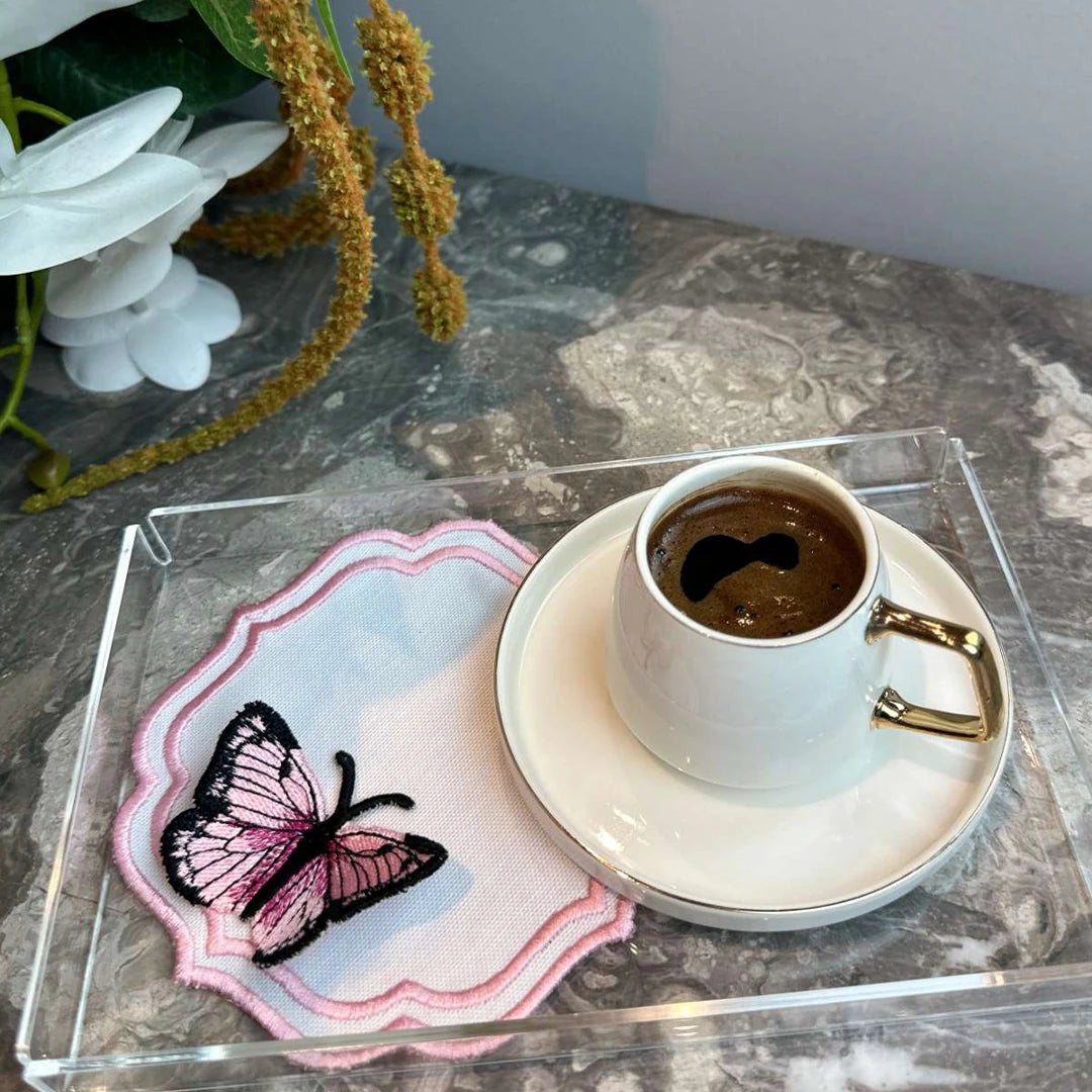 DOUBLE-ROW BUTTERFLY COCKTAIL NAPKINS LILAC (SET OF 4)
