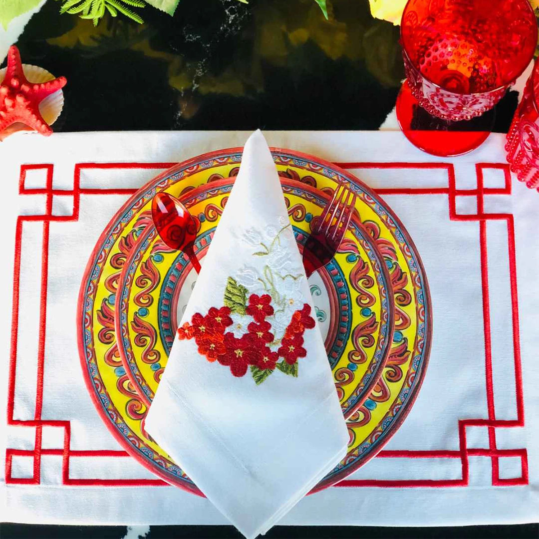 GREEK KEY PLACEMATS RED (SET OF 4)