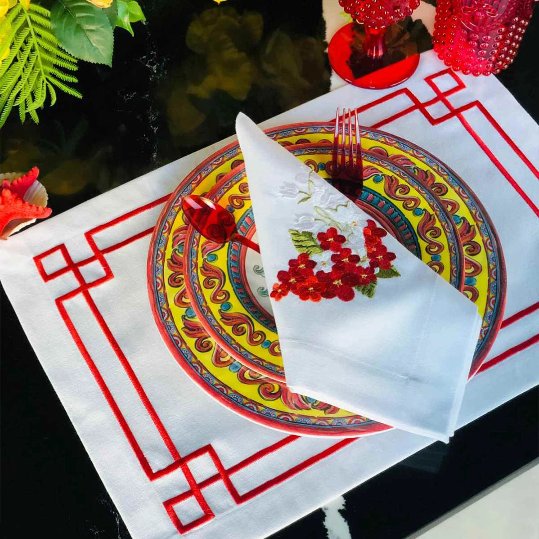 GREEK KEY PLACEMATS RED (SET OF 4)