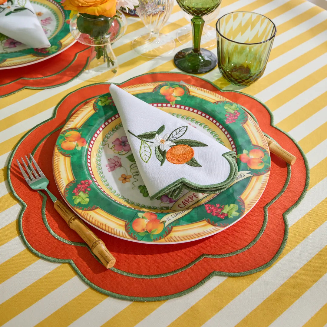 GISELLE ORANGE NAPKINS GREEN (SET OF 4)