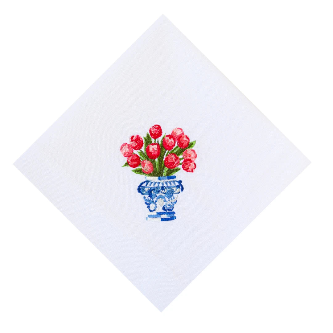 TULIP DINNER NAPKIN RED (SET OF 4)