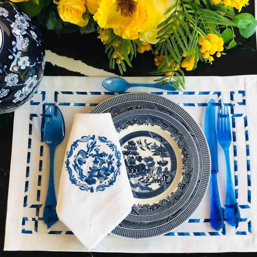 GREEK KEY PLACEMATS WHITE (SET OF 4)