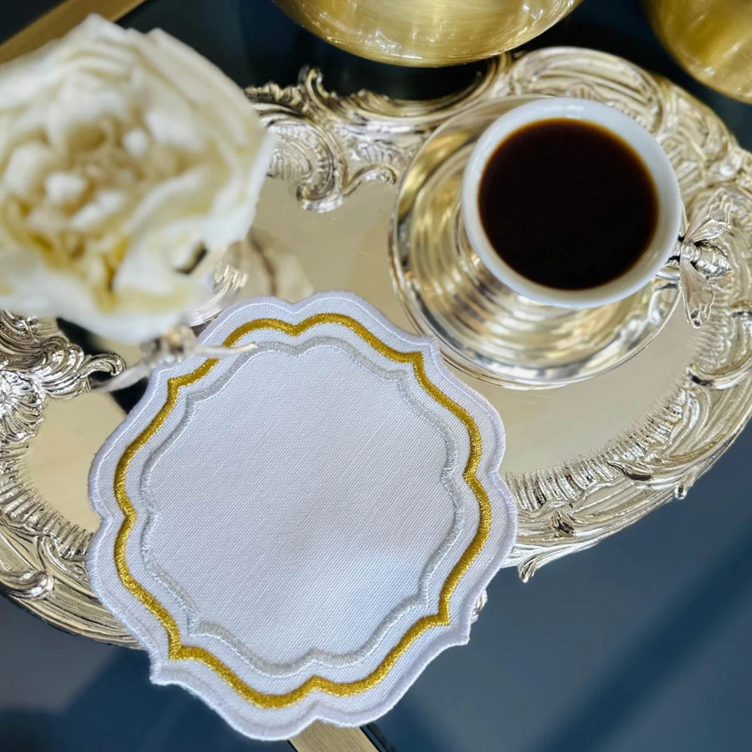 TRIPLE ROW COCKTAIL NAPKINS GOLD SILVER (SET OF 4)