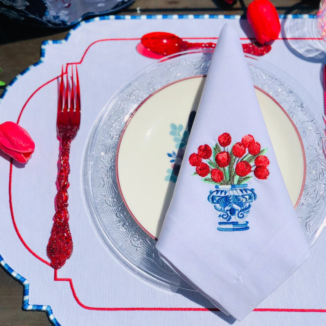 TULIP DINNER NAPKIN RED (SET OF 4)
