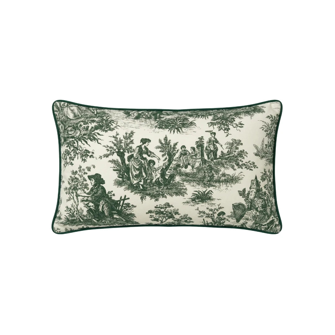 Toile de Jouy Cushion Cover, Green