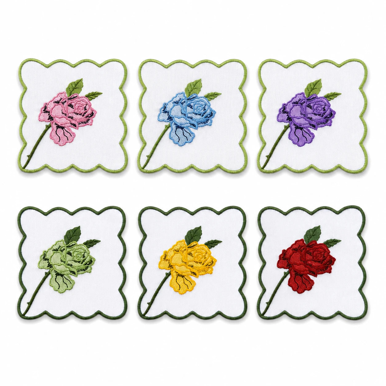MIXED-COLOR VINTAGE ROSE COCKTAIL NAPKINS (SET OF 4)