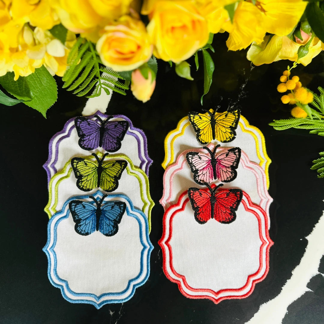 MIXED-COLOR DOUBLE-ROW BUTTERFLY COCKTAIL NAPKINS (SET OF 4)