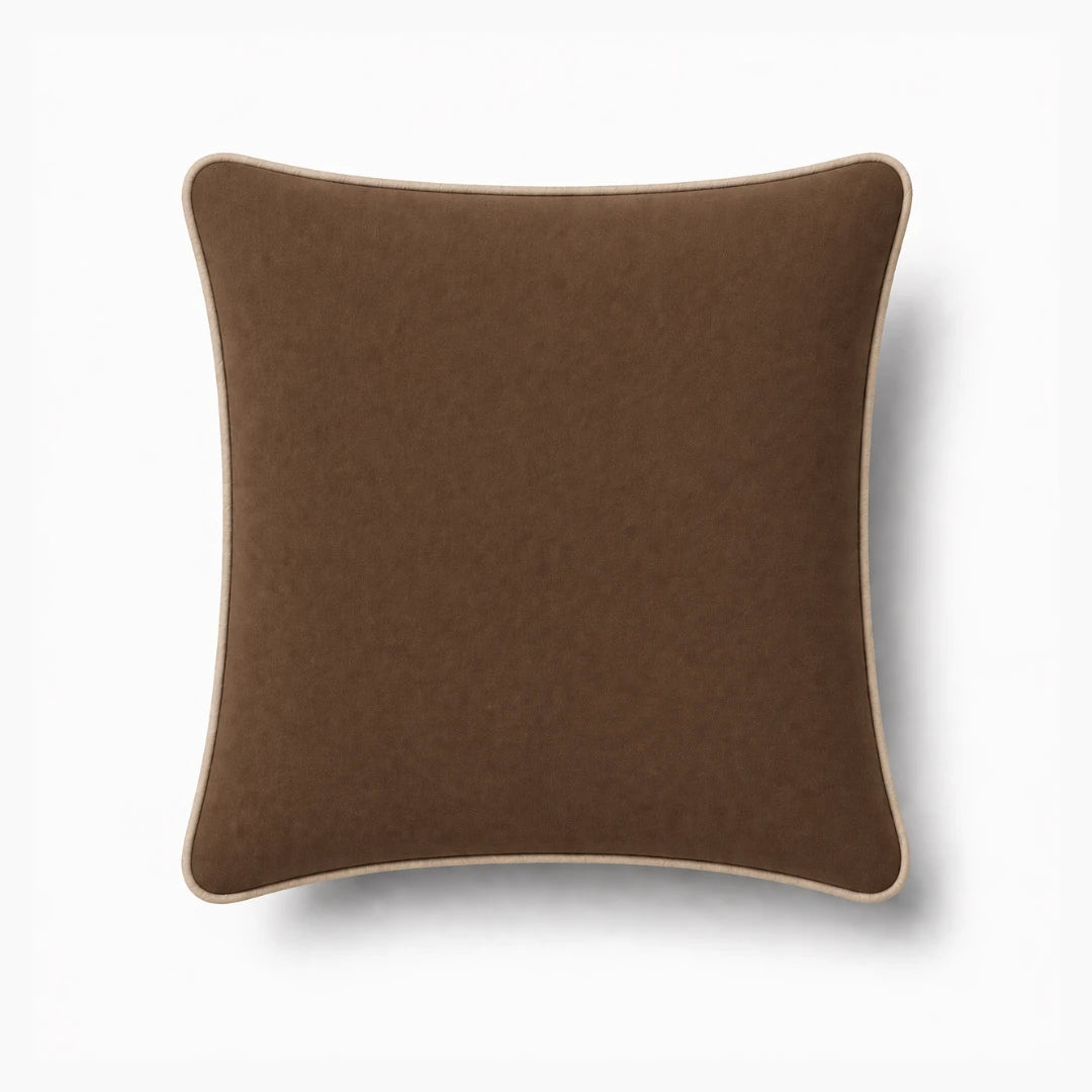 Brown Cushion Cover with Beige Piping