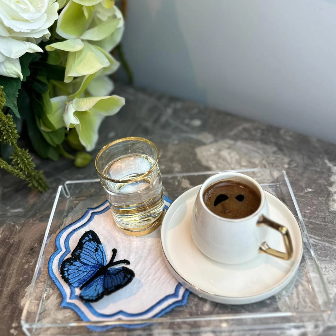DOUBLE-ROW BUTTERFLY COCKTAIL NAPKINS BLUE (SET OF 4)