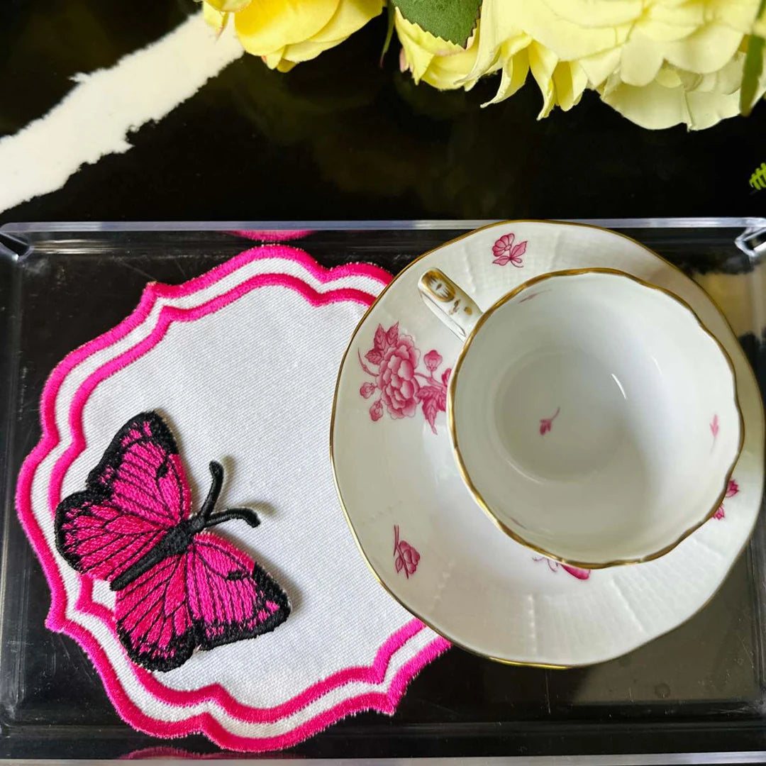 DOUBLE-ROW BUTTERFLY COCKTAIL NAPKINS FUCHSIA (SET OF 4)