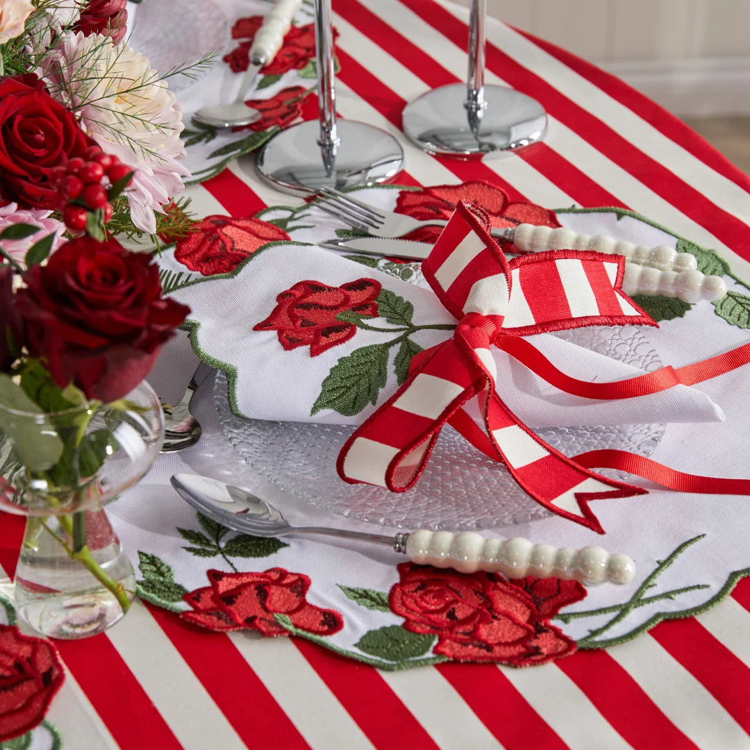 STRIPED NAPKIN RING RED (SET OF 4)