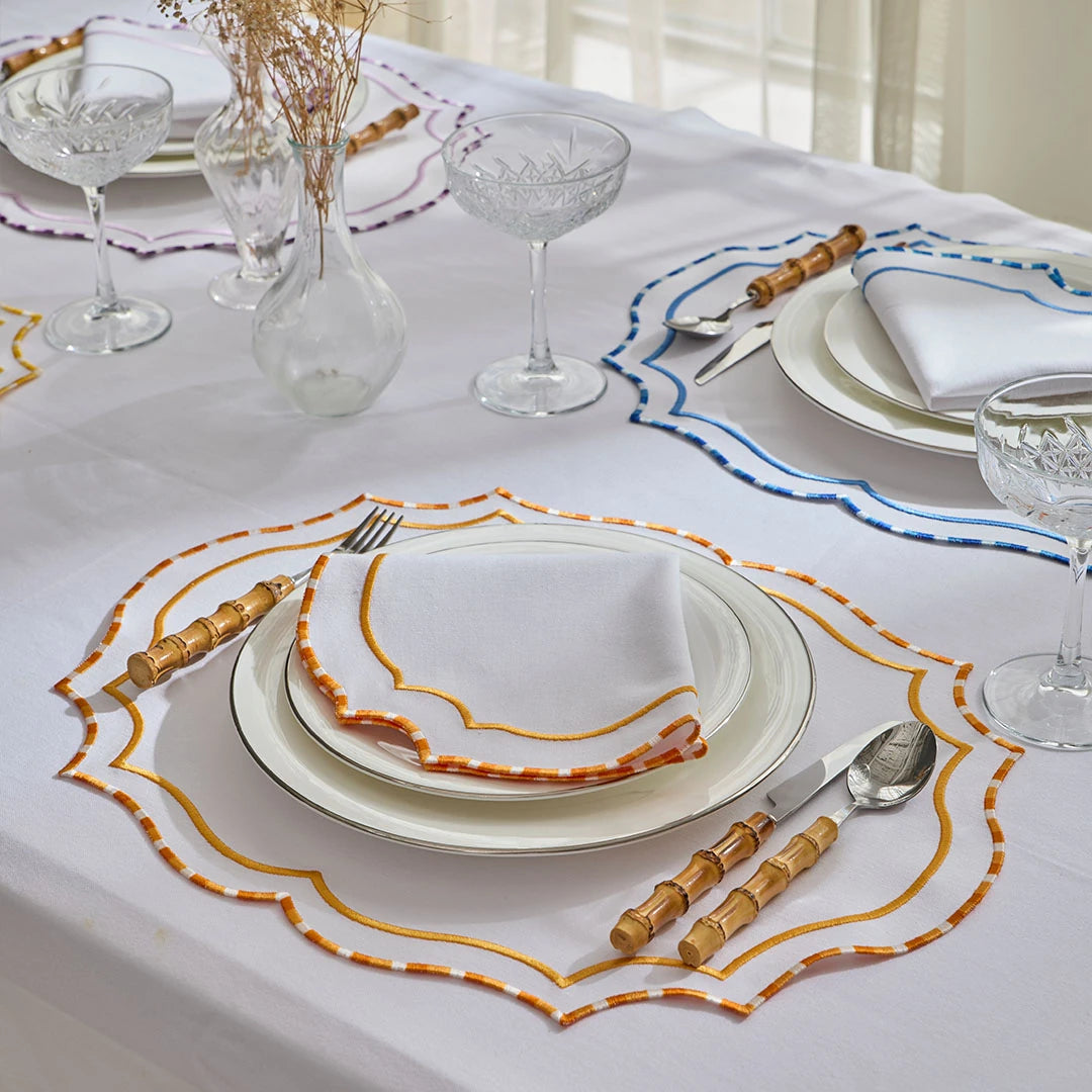 MARBLED NAPKINS ORANGE (SET OF 4)