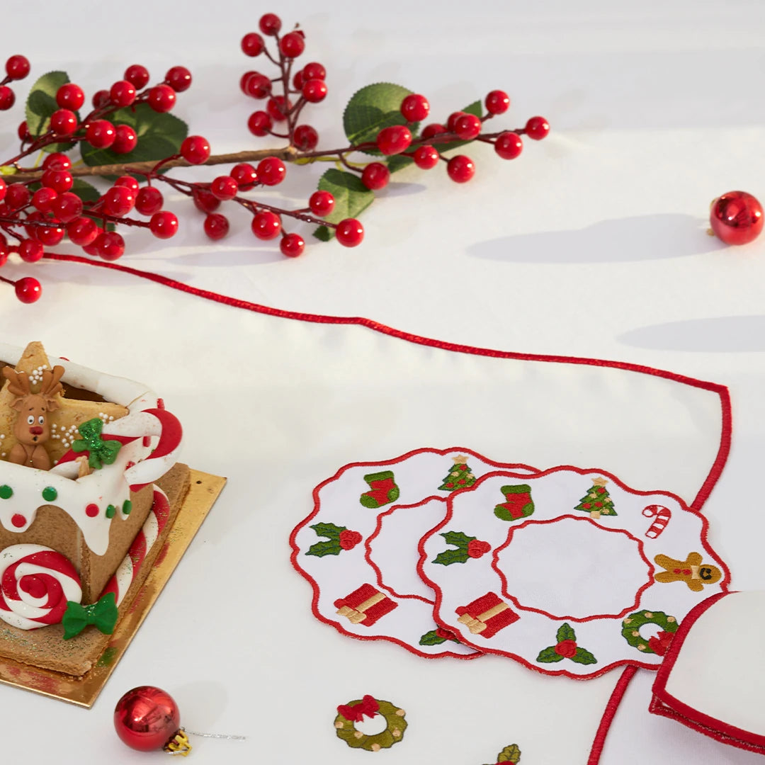 NEW YEAR ORNAMENT PRINT COCKTAIL NAPKINS (SET OF 4)