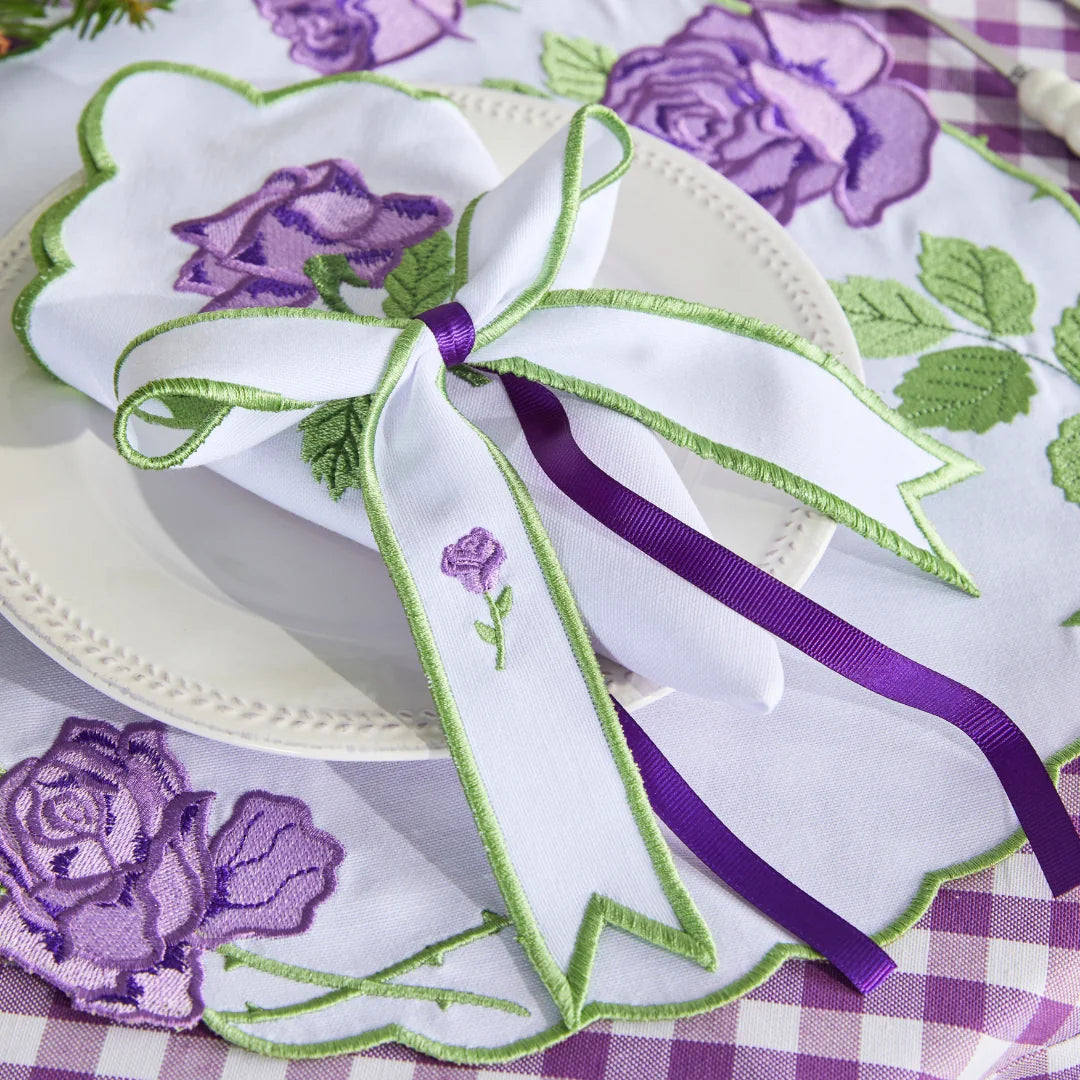 VINTAGE ROSE NAPKIN RING LILAC (SET OF 4)
